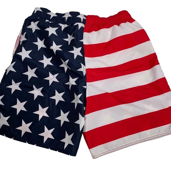Faded Glory Swim Trunks Board Shorts M Red White Blue Flag Mesh Brief Pockets - Picture 4 of 7